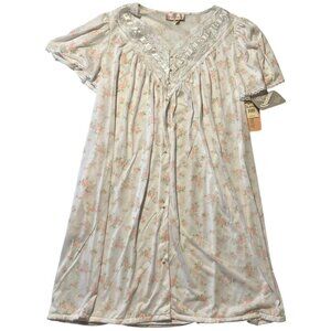 Vtg Vandemere Women's XL Nightgown Robe‎ Duster Pink Floral Loungewear Housecoat